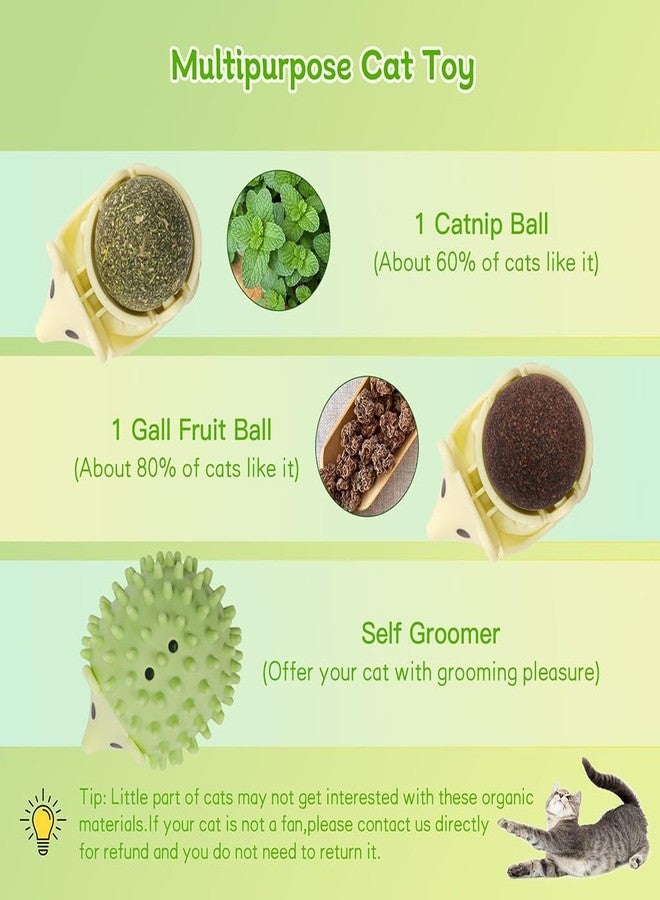 Zibuyu® Multi-Functional Interactive Hedgehog Cat Scratcher Toy with Replaceable Catnip Ball, Self-Grooming & Licking, Dust & Moisture Resistant, Wall/Floor Stick, Green, for Indoor Cats - Image 3